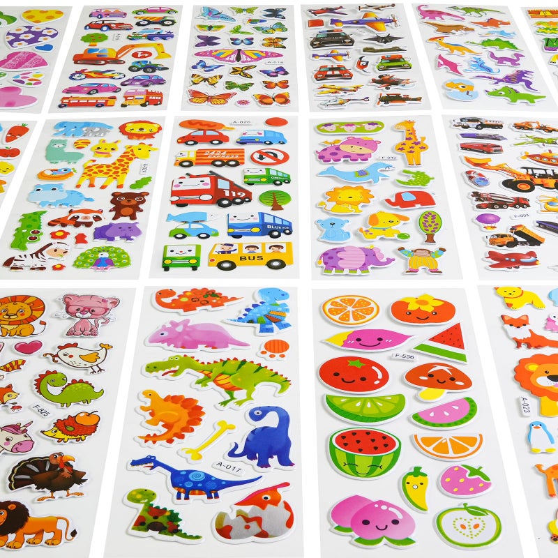 BEESTECH 24 Sheets 500 + Stickers for Kids, Toddlers 2,3,4 Years Old, Teacher Reward Stickers, Potty Training Bulk with Dinosaur Animal Traffic, Sticker Book Included - Image 2